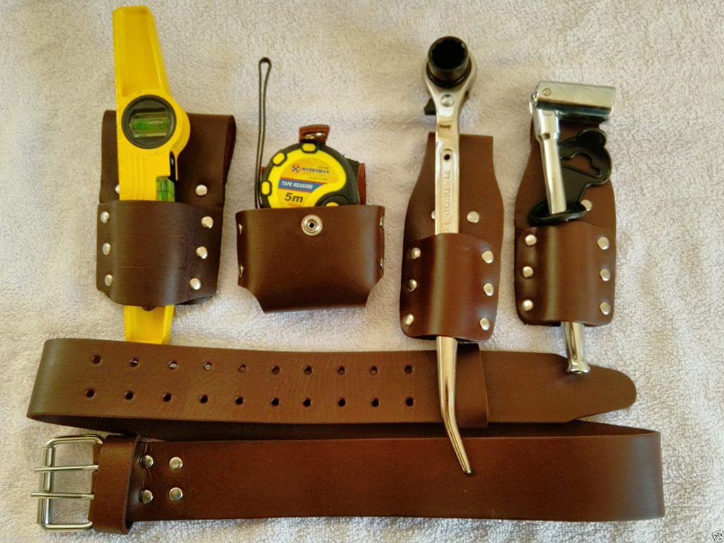 strong leather scaffolders tool belt