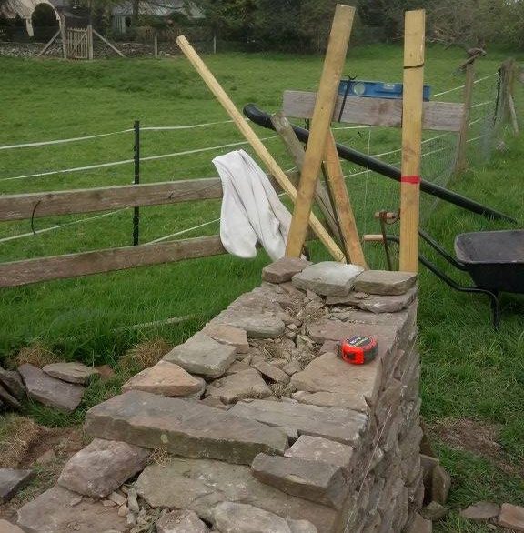 batter frame dry stone wall