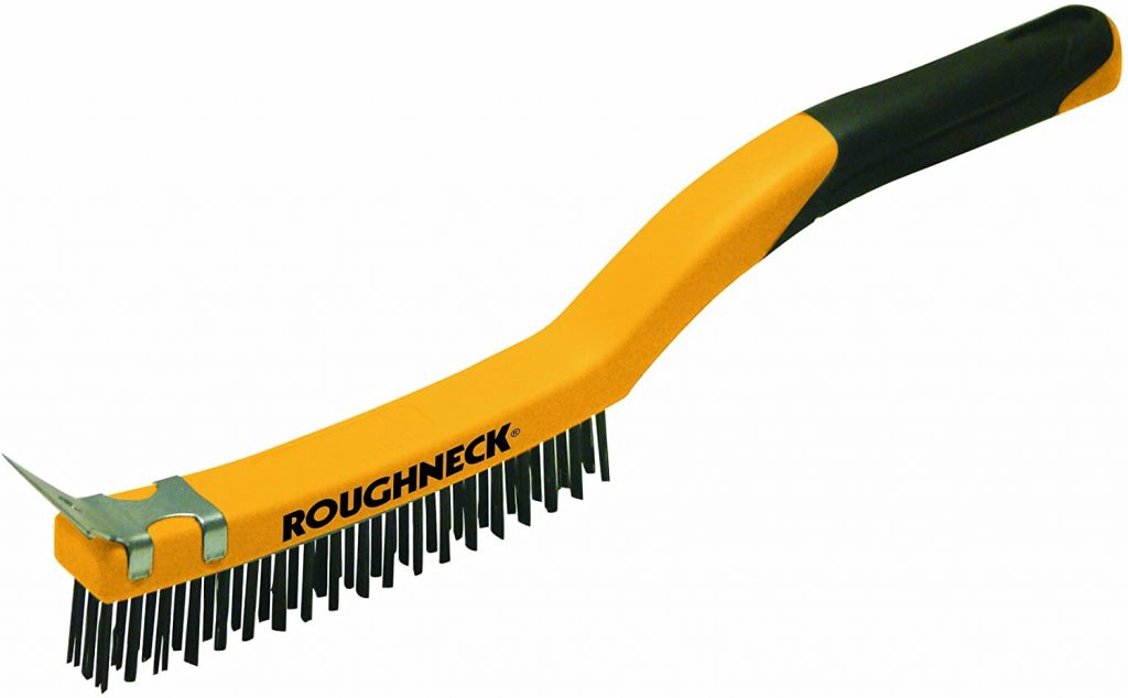 roughneck long hndled brush with scraper